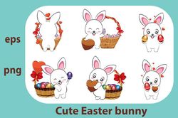 White Bunny with Easter eggs