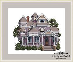 086 Pillow-Thompson House Victorian House Cross Stitch Pattern PDF Victorians Across America Compatible Pattern Keeper