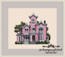 098 The Pink House Victorian Vintage Cross Stitch Pattern PDF Victorians Across America Compatible Pattern Keeper