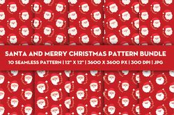Santa and Merry Christmas pattern bundle