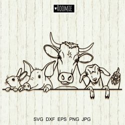 Farm Animals SVG Cricut, Cow Pig Goat Rooster, Farmhouse Sign Laser Cut File, Farm Animals Clipart