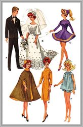 Digital - Vintage Barbie and Ken Sewing Pattern - Wardrobe Clothes for Dolls 11-1/2" - 12" - Vintage 1960s - PDF