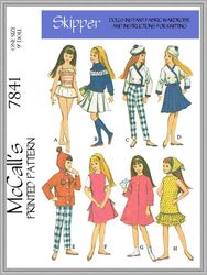 Digital - Vintage Skipper Sewing Pattern - Wardrobe Clothes for Dolls 9" - Vintage 1960s - PDF