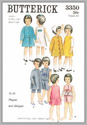 Digital - Vintage Dolls 9-1/2" breast 4-3/4" Sewing Pattern - Wardrobe Clothes for Dolls - Vintage 1960s - PDF