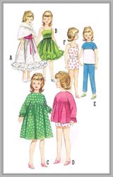 Digital - Vintage Dolls 12" chest 5-1/4" Sewing Pattern - Wardrobe Clothes for Dolls - Vintage 1960s - PDF"