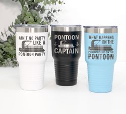 Pontoon tumbler Pontoon party What happens on the pontoon Pontoon captain Pontoon accessories Boating mugs Boat gift