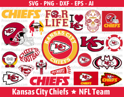 Chiefs SVG Cut Files, Kansas City Chiefs Logo, Kansas City Chiefs Clipart Bundle, NFL Football Team SVG & PNG