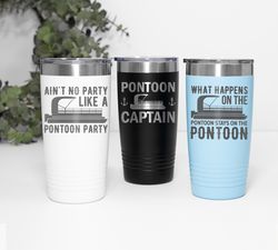 Pontoon tumbler Pontoon party What happens on the pontoon Pontoon captain Pontoon accessories Boat gift Boating mugs