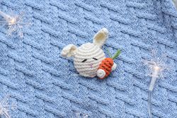 rabbit Jacket brooch, coat brooch present, pin Jacket gift, crochet brooch scarf pin KnittedToysKsu, brooch gift for mom
