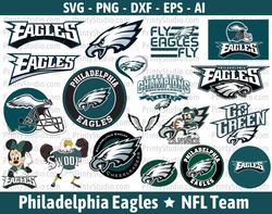 Eagles SVG Cut Files, Philadelphia Eagles Logo, Eagles Clipart Bundle, NFL Football Team, SVG & PNG, Cricut / Silhouette