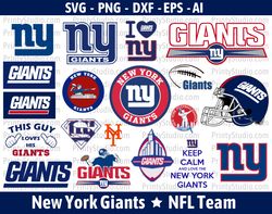 Giants SVG Cut Files, New York Giants Logo, Giants Clipart Bundle, NFL Football Team, SVG & PNG for Cricut / Silhouette