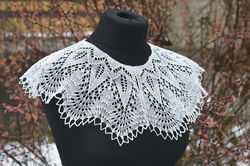 Knitted Lace Collar for women, White collar cotton