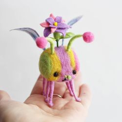 wool fantasy toy for collectible, small cute felted figurine - handmade , art figurine for home decor,  wonderful gift