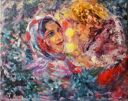 Fairy tale Oil Painting Art Original Canvas Love Girl Woman Man Christmas Artist Svinar Oksana