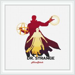 Cross stitch pattern Doctor Strange Ancient One superhero silhouette comics cloak counted crossstitch patterns PDF