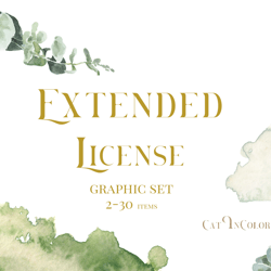 Extended License: Graphic Set 2-30 items from CatInColorDesign. Commercial Use Digital download printable watercolor cli