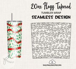 20 Oz HOGG Tatered Tumbler Wrap / Christmas Tree Cake  Burst tumbler template / Seamless design - HT-08