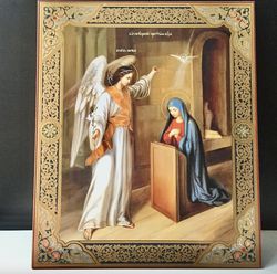 The Annunciation Icon - Copy | Large XLG Wooden Orthodox Icon. Gold silver foiled, 15 7/8"x13 1/8" (40cm x 33 x 0.8 cm)