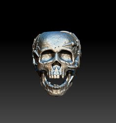 3D Model STL CNC Router file Bead Skull with spiders