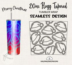 20 oz hogg tatered tumbler wrap / santa claus hat burst tumbler template / seamless design - ht-06