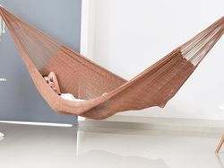 Light Brown / Camel Hammock Made With Thick Cotton Thread - Traditional Mayan Hammocks