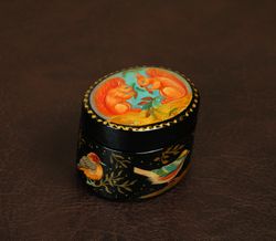 animals lacquer box tiny hand-painted jewelry box wildlife decorative art