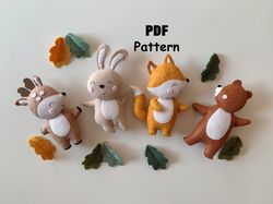Felt Pattern Deer Fox Hare Bear, Forest animals PDF Pattern, Sewing pattern, Woodland animals pattern, Forest nursery de