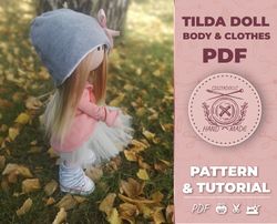 Tilda rag doll with clothes and shoes - Instant Download Sewing Pattern with step by step instructions
