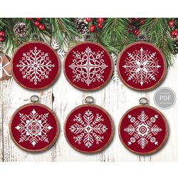 Snowflake Christmas Ornament Cross Stitch Patterns, Set of 6 Fun Patterns Instant PDF Download 254