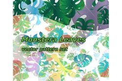 7 Monstera leaves vector patterns