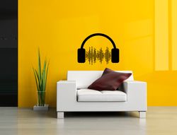 Headphones Sticker Equalizer Listen To Music Wall Sticker Vinyl Decal Mural Art Decor