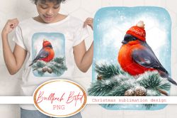 Bullfinch bird sublimation. Christmas sublimation PNG. Digital download
