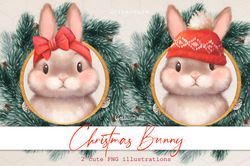 Christmas Bunny PNG. Cute clipart. Christmas clipart. Bunny PNG clipart