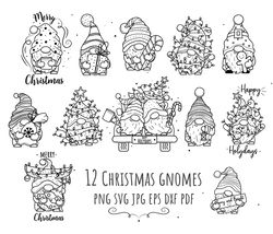 Christmas gnomes SVG, Christmas gnomes clip art, Outline, Digital Download, Christmas gnomes PNG