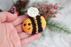 outfit accessories handmade bee brooch Valentines Day gift ideas, tiny bee pin badge Mothers day gift ideas