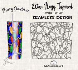 20 Oz HOGG Tatered Tumbler Wrap / Christmas Lights Burst tumbler template / Seamless design - HT-10