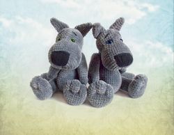 big plush toy wolf, friend for a little boy, soft grey wolf, crochet cute toy for baby
