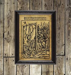 Execution of a heretic. Hammer of witches print. Poster with the tortures of the Inquisition. Horror style artwork. 166.