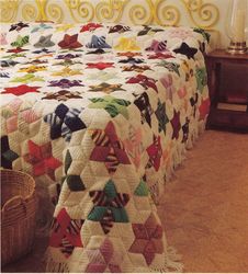 Afghan Star Quilt Bedspread Vintage Crochet Pattern 90