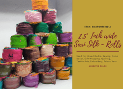 2.5Inch Sari Silk Ribbon Rolls - Sari Ribbon Rolls - Silk Rolls - Recycled Silk Ribbon - Sari Fabric ribbonlies -