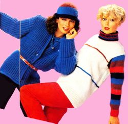SET Vintage Knitting Pattern 02 Jacket and Mohair Sweater Women