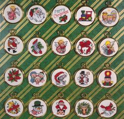 Vintage 50 Round Mini Christmas Ornaments 08 cross stitch pattern PDF Classic Holiday Designs 2-3 inch Instant Download
