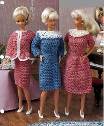 Digital | Crochet Vintage Barbie Dress Patterns | 3 luxury crochet dresses for dolls 11-1/2 | PDF template