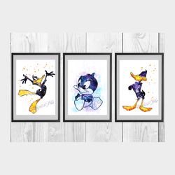 Daffy Duck Disney Set Art Print Digital Files nursery room watercolor