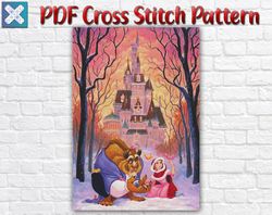 Beauty And The Beast Cross Stitch Pattern / Disney Cross Stitch Pattern / Princess PDF Cross Stitch Chart / Mickey Mouse