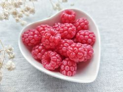 Raspberry Beads. Polymer Clay Beads. Jewelry Beading. Berry Charms.