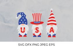 American patriotic  gnomes . USA Independence day SVG
