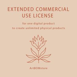 Extended Commercial License to use one digital product (one listing) for sales of unlimited physical products