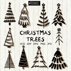 Merry Christmas Tree SVG Cut files, Christmas SVG, Rustic boho Trees Christmas Svg, Primitive Christmas Tree clipart