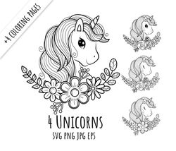 Unicorn Outline SVG, Unicorn clip art, Outline, SVG File, hand drawn, PNG, Digital Download